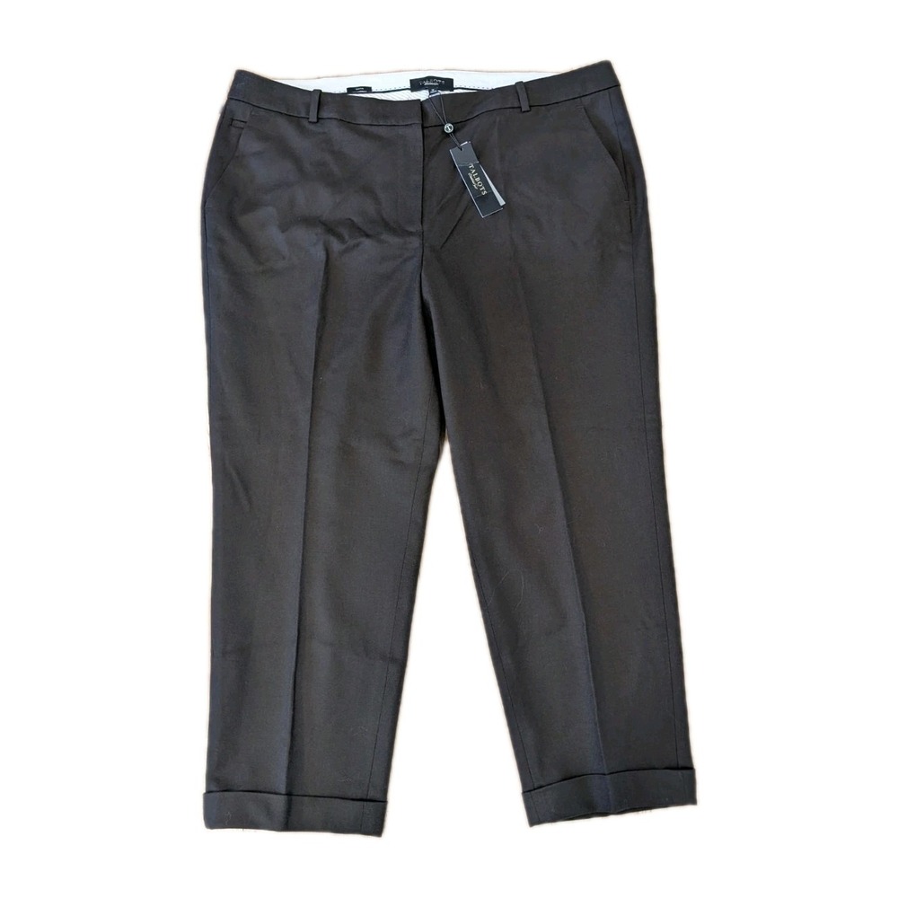 Talbots Signature Wool Crop Pants Women's 18 Brown Cuffed Career Working Classic